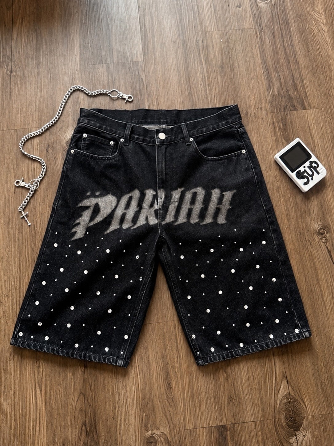 RHINESTONES DENIM SHORTS